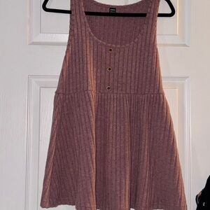 SHEIN Mauve Ribbed Tank Top with Button Detail
